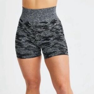 AYBL Evolve Seamless Bike Shorts Camo Print Black and Grey Size L